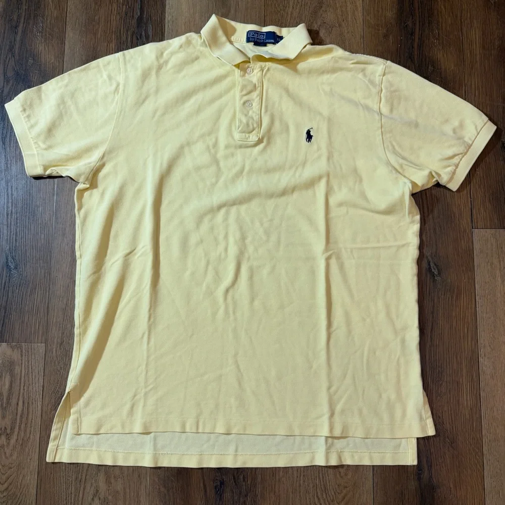 Vintage Ralph Lauren Polo Shirt Iconic Classic Fit Polo Shirt Yellow Classic